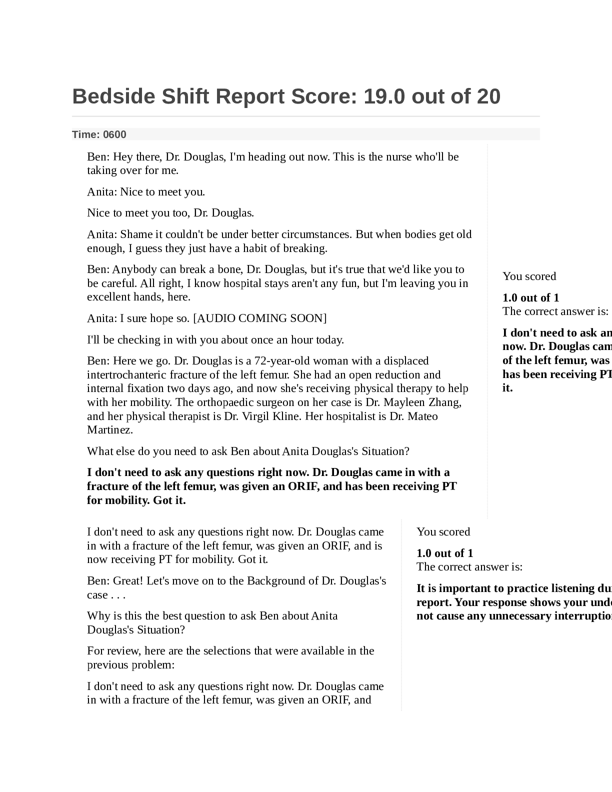 Preview image for Shadow health-Conflict Management Completed Bedside Shift Report-Assignment 4